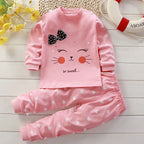 Cotton baby girl clothing winter newborn baby clothing set 2 sets of spring children's pajamas 0-5 year old baby cartoon casual