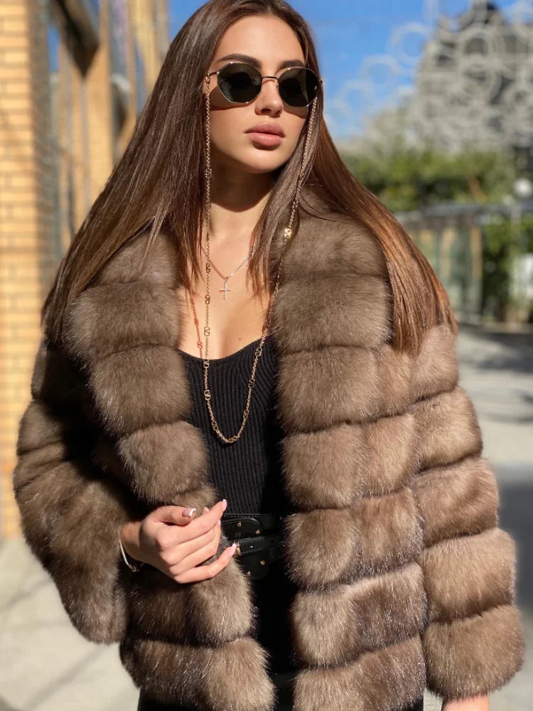 Women's Faux Fur Plush Cropped Coats Solid Lapel Hidden Button Full Sleeves Loose Short Coat 2025 Lady Daily Winter Down Jacket