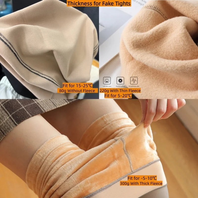 2025 120kg quente inverno collants plus size sexy meia-calça feminina meias falsas efeito de pele grosso translúcido collants leggings
