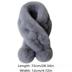 1pc Plush Cross Scarf Faux Rabbit Fur Thickened Plush Ball Thermal Scarf Thick Winter Women Neck Warmer Collar Neckerchief