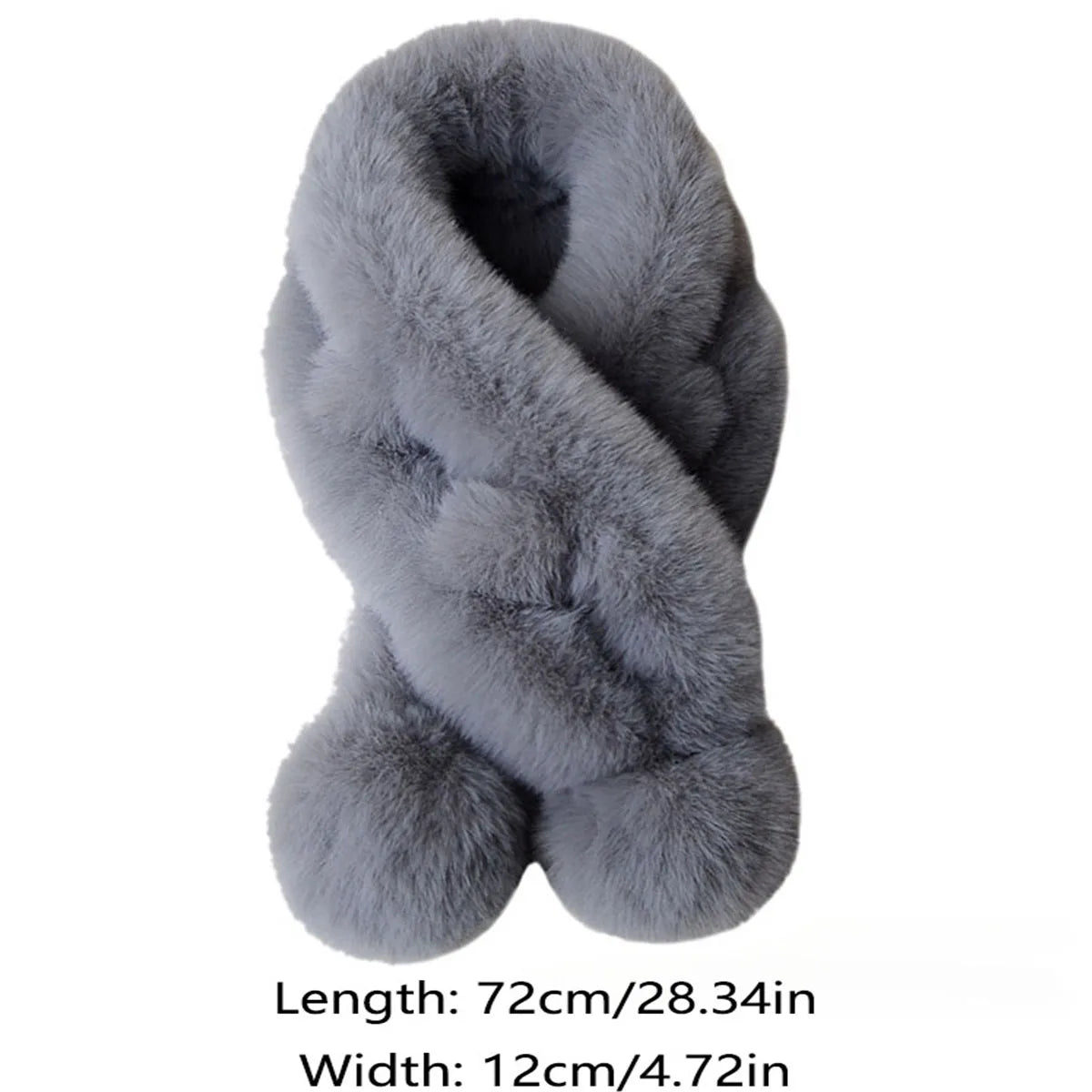 1pc Plush Cross Scarf Faux Rabbit Fur Thickened Plush Ball Thermal Scarf Thick Winter Women Neck Warmer Collar Neckerchief