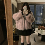 Double Sided Winter Coat Women Clothing Imitation Mink Fur Fur Hooded Cotton Jacket Female Warm Cotton-padded Clothes Outerwea