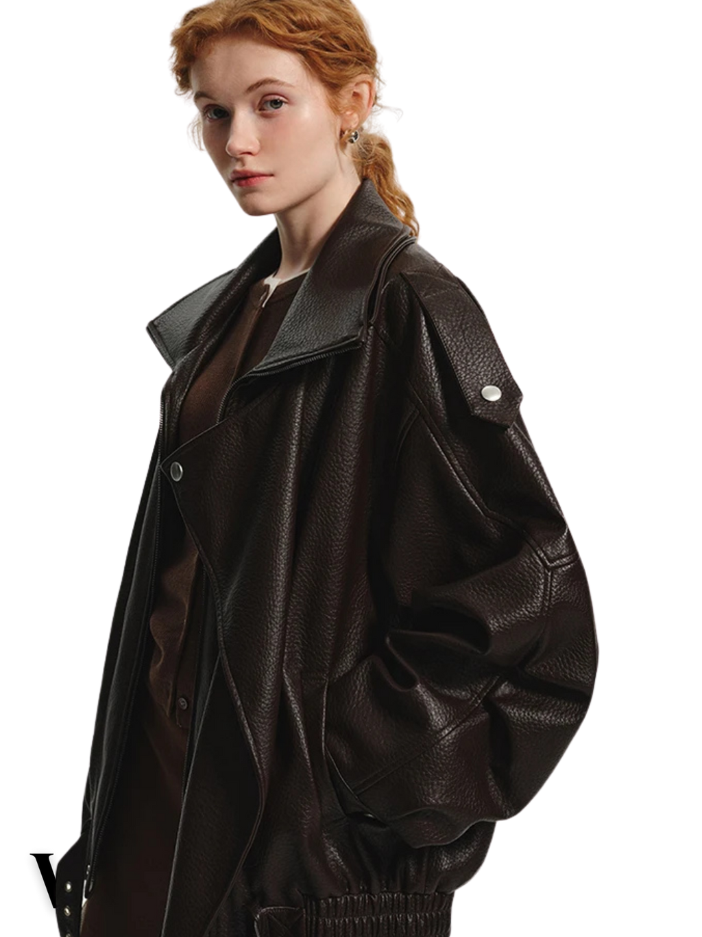 Cool Brown Oversized PU Leather Jacket - Effortless Style