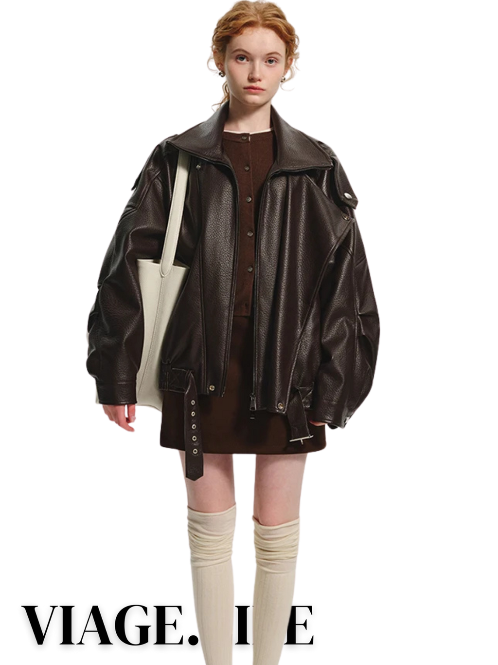 Cool Brown Oversized PU Leather Jacket - Effortless Style