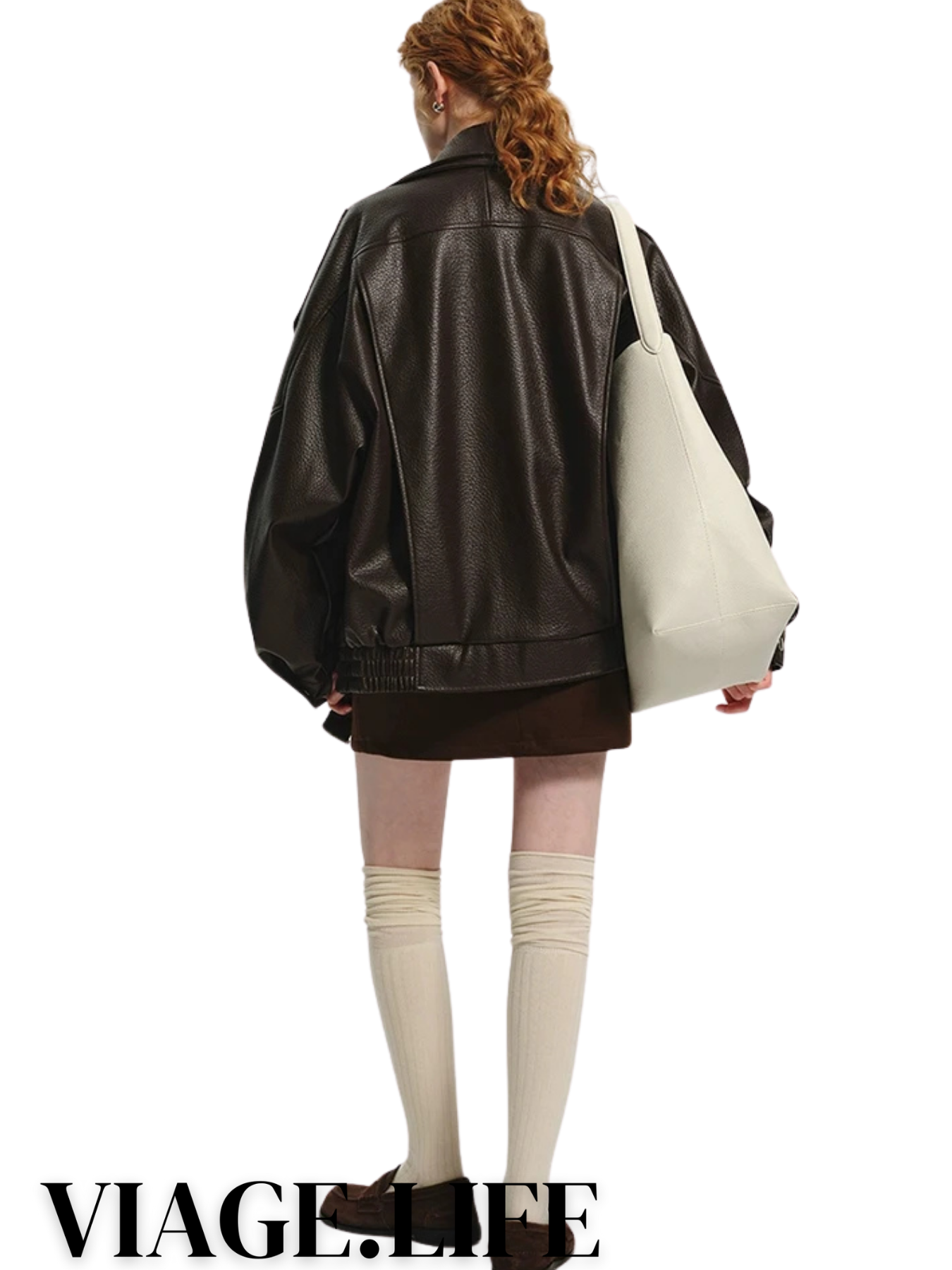 Cool Brown Oversized PU Leather Jacket - Effortless Style