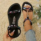 Sandálias de Mulher com Tranças, Tira Elástica Deslizante, Leves e Confortáveis para a Praia, Calçado de Férias Antiderrapante