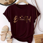 Chic Heart Print Women's T-Shirt - Effortless Elegance