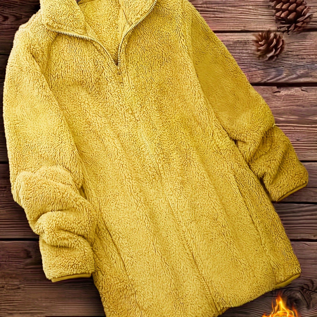 Plush Zipper Winter Jacket - Cozy Minimalist Fashion