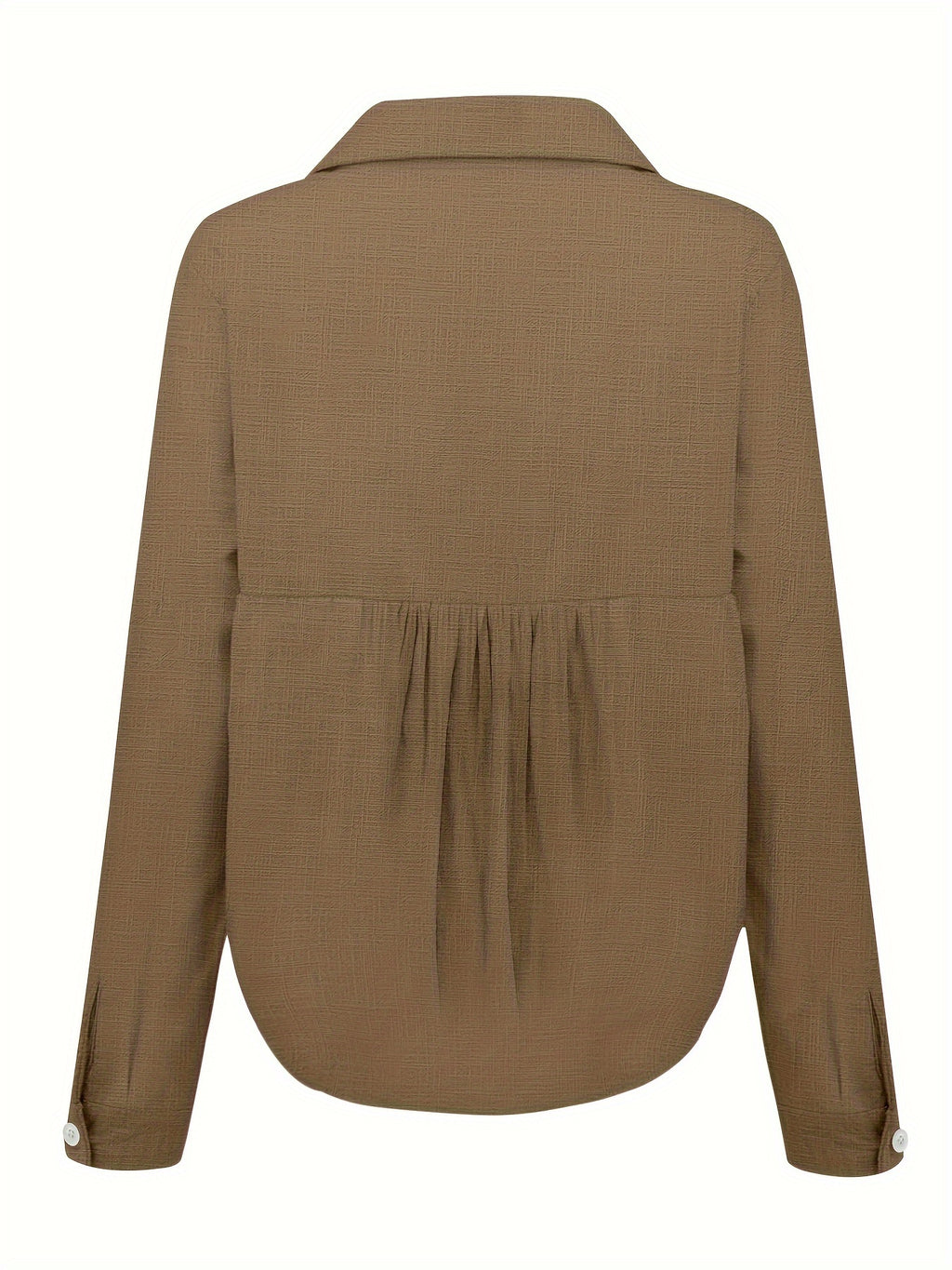 Camisa de Manga Longa Sólida para Mulheres, Estilo Europeu e Americano