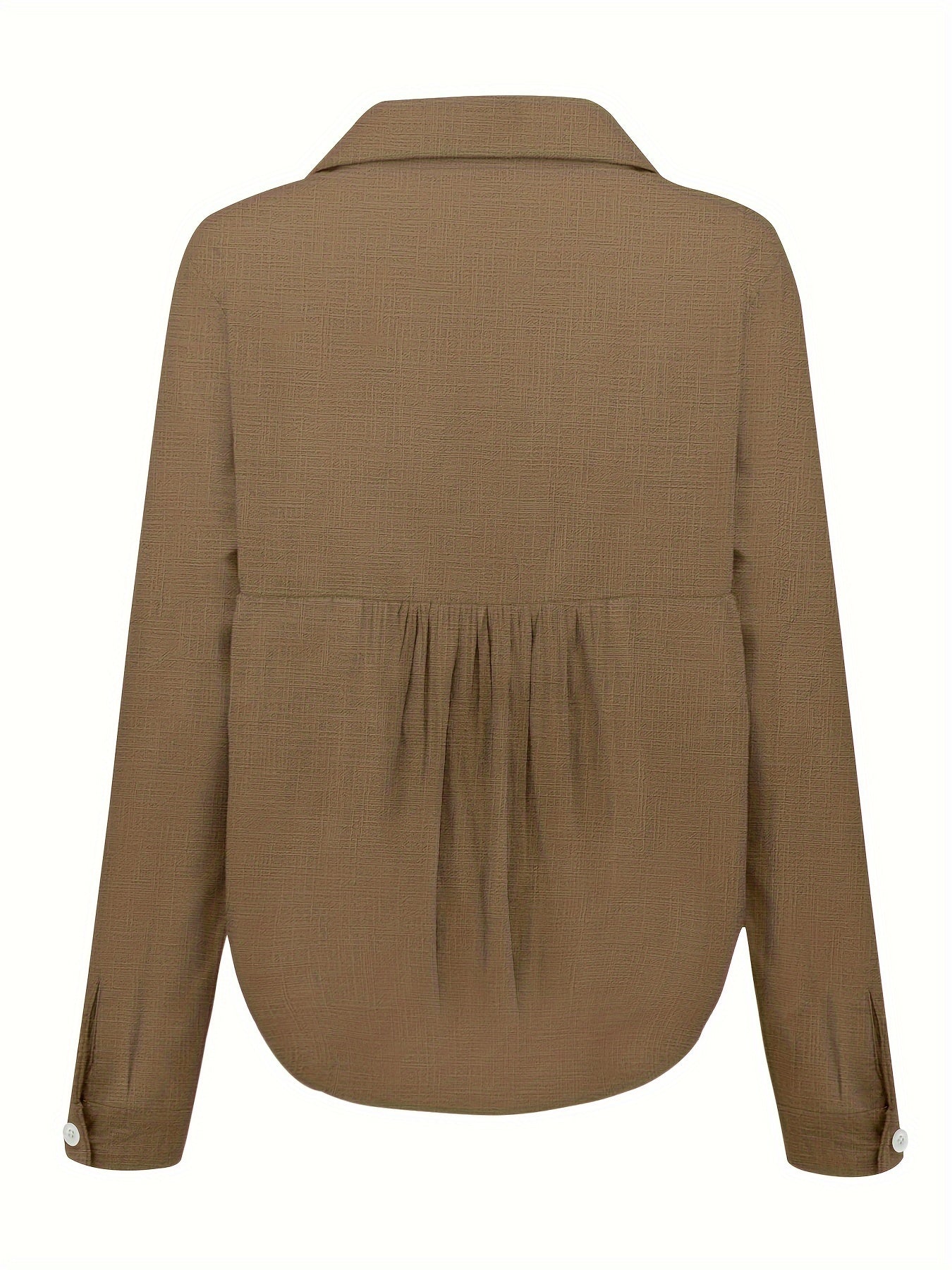 Camisa de Manga Longa Sólida para Mulheres, Estilo Europeu e Americano