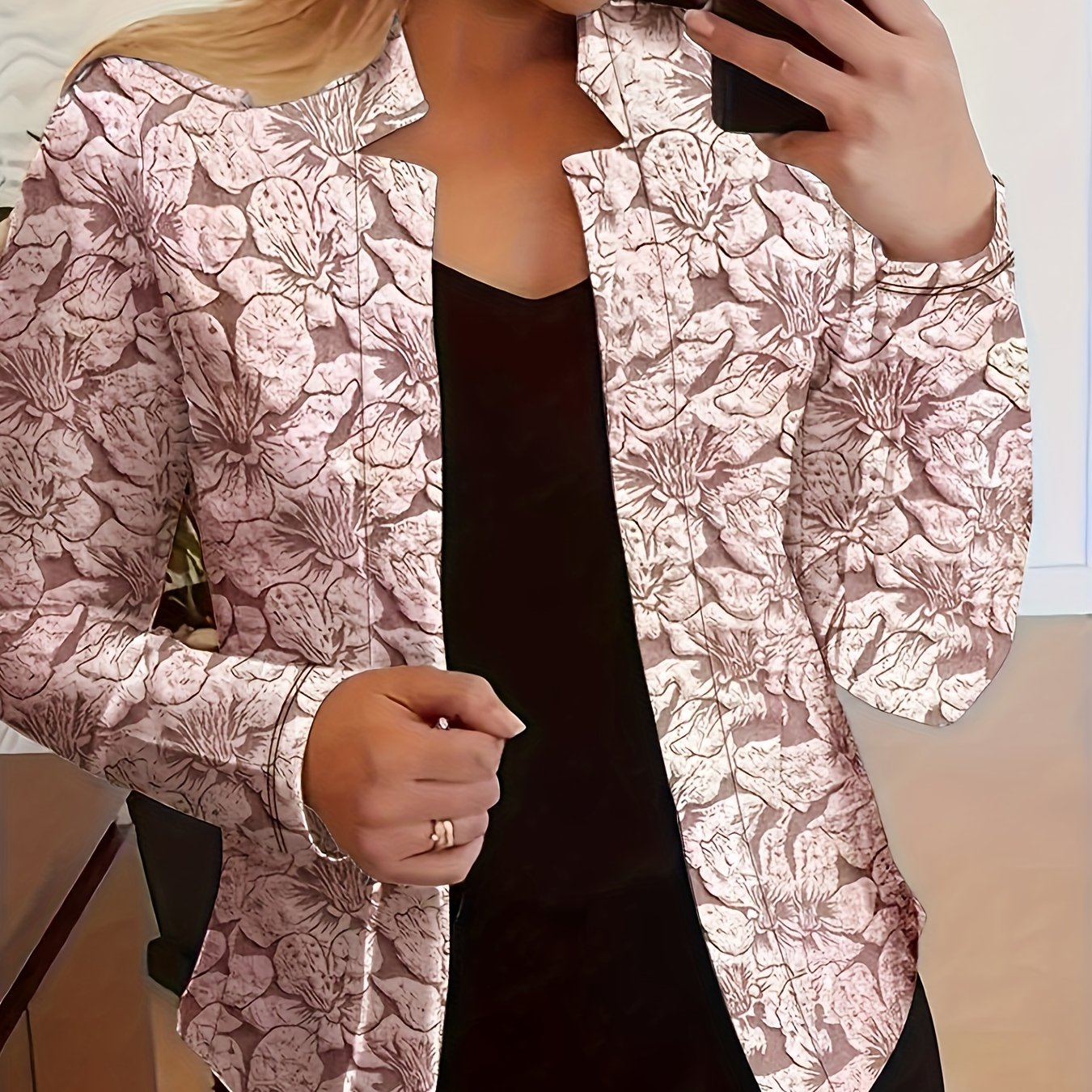 Vintage Floral Knit Blazer - Effortless Charm for Every Day