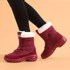 Botas de Inverno de Veludo Cotelê para Mulheres Mr.Modars com Sola de Placa - Bico Redondo, Quentes / Sola de Borracha, Botas de Neve Adequadas para Clima, Uso Casual e Semi-Formal - Estilo Europeu (Nome da Marca)