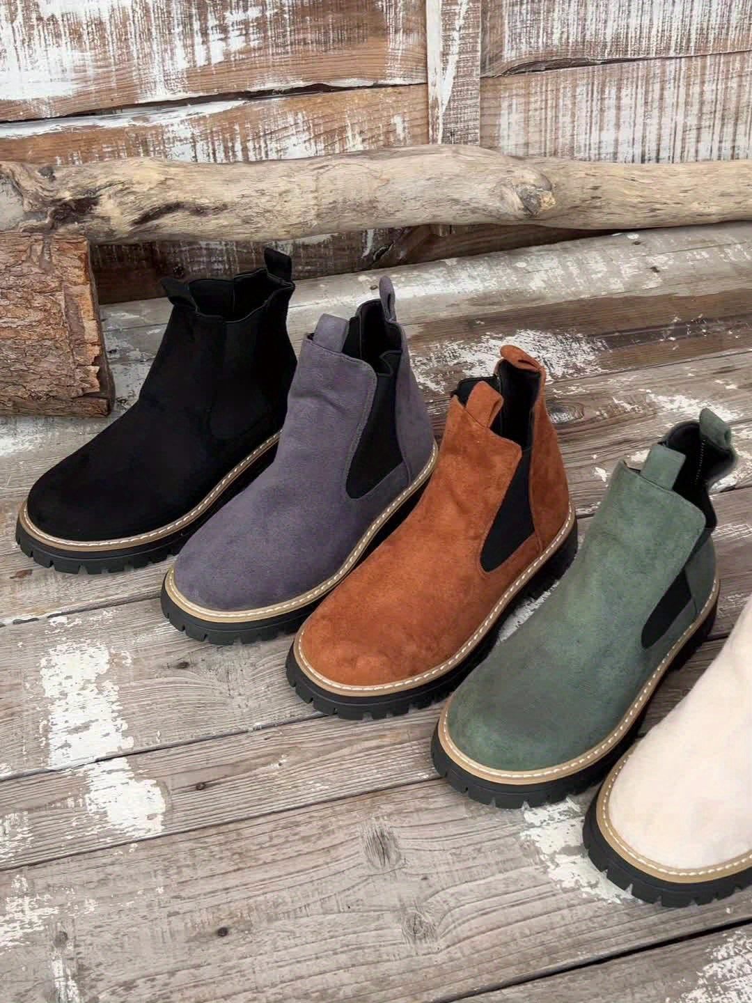 Botins de Salto Alto com Plataforma Grossa para Mulher com Salto de Plataforma Espessa - Sola Antiderrapante, Biqueira Redonda e Forro, Botas Casuais para Todas as Estações em Castanho, Versátil para Jeans e Vestidos, Botas Grossas, Botas Elegantes, Moda Mulher