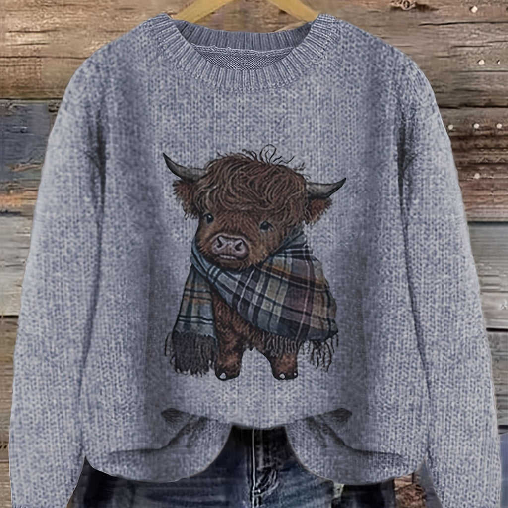 Chic Animal Print Round Neck Blouse