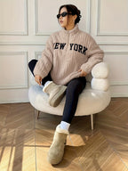 Cozy Quilted High Collar Sweatshirt for Women