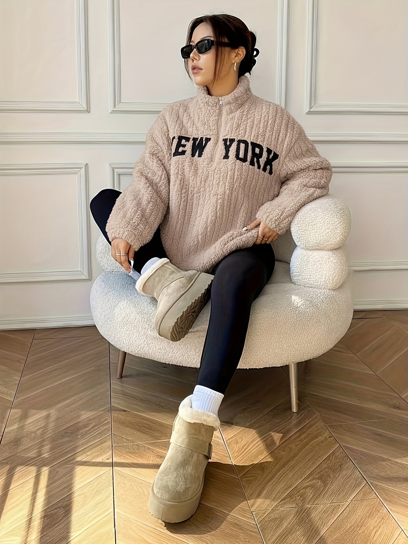 Cozy Quilted High Collar Sweatshirt for Women