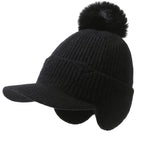 1 unidade de gorro de inverno unissexo EDIKO com pompom e abas para as orelhas, chapéu quente para proteção das orelhas ao ar livre, 100% material têxtil, lavável à mão