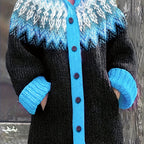 Cozy Plus Size Hooded Cardigan with Mountain Gradient