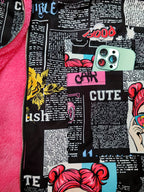 Jaqueta Casual com Capuz para Mulheres Adultas, Estampa Pop Graffiti e Forro, Outono/Inverno