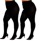 Pack de 2 Collants Térmicos de Tamanho Grande para Mulher - Leggings de Inverno Resistentes 80D, Cobertura de Comprimento Total, Lisos, Laváveis à Mão, para Clima Frio, Leggings de Inverno para Mulher, Collants de Tamanho Grande para Mulher