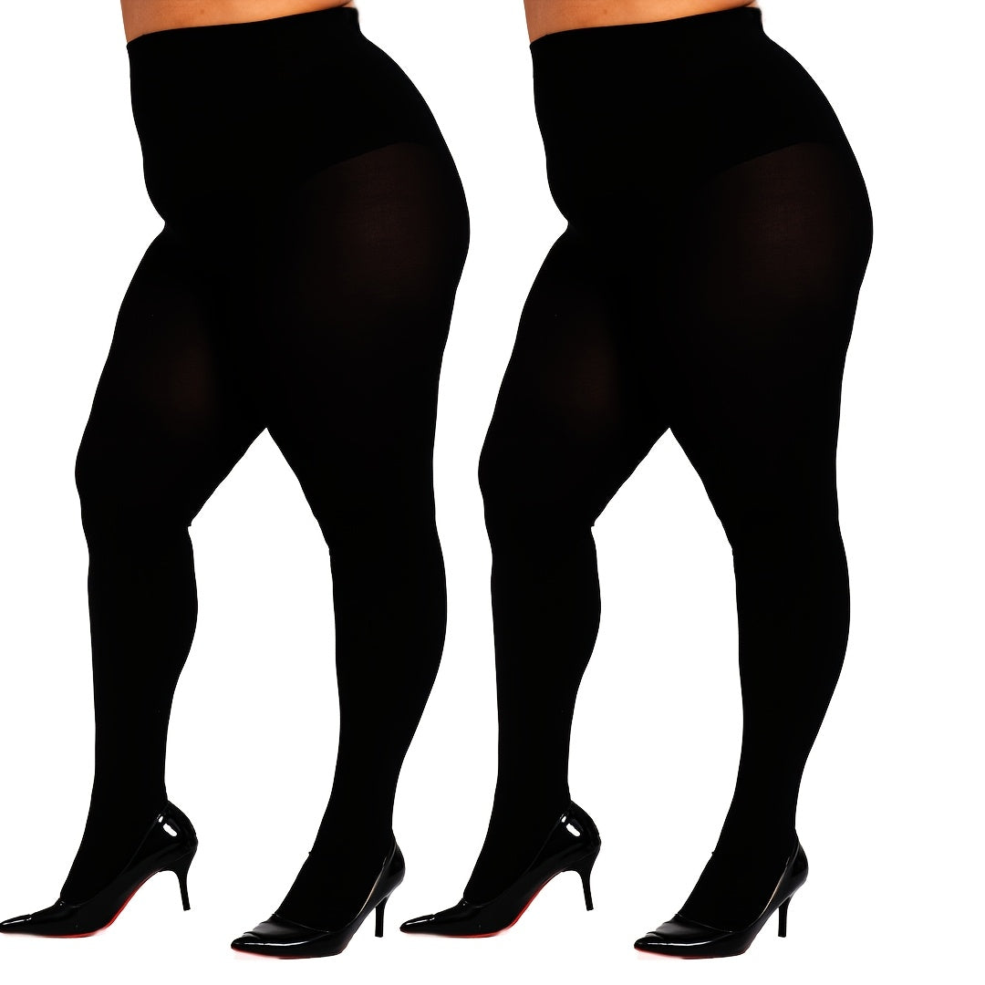 Pack de 2 Collants Térmicos de Tamanho Grande para Mulher - Leggings de Inverno Resistentes 80D, Cobertura de Comprimento Total, Lisos, Laváveis à Mão, para Clima Frio, Leggings de Inverno para Mulher, Collants de Tamanho Grande para Mulher