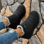 1 par de Botas Femininas para Inverno, Estilo Versátil com Forro Peludo, Design Leve e Bico Redondo, Fácil Calçar em Cano Curto, Ideal para Uso Externo, Confortável Durabilidade Quente - Tênis Elevação Ankle Boots & Snow Boots