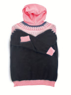 Casaco Plus Size Feminino de Inverno, Elegante com Capuz, Jacquard Macio e Grosso em Degradê de Montanha e Geleira, Tie-Dye, Confortável e Casual, Cardigan Vintage para Presente ou Dia a Dia