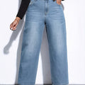High-Waisted Wide Leg Plus Size Jeans - Light Blue Denim Delight