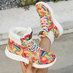 Botas de Neve Femininas de Inverno, Forradas e Acolchoadas - Sapatos Esportivos Curtos de Tornozelo a Meia Canela para Aquecer