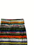 Calças Casuais de Cintura Alta e Elásticas para Mulheres com Estampa Colorida em Listras - 95% Poliéster, 5% Elastano, Conforto Lavável à Máquina para Todas as Estações