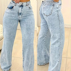 High-Waisted Wide Leg Jeans - Chic Brown Wash