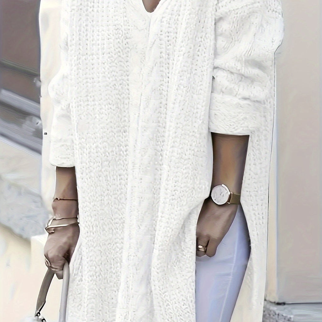 Chic V-Neck Long Sleeve Plus Size Sweater