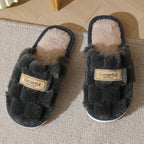 Chinelos de interior de pelúcia para mulheres - Sapatos de casa quentes e macios, sola de EVA antiderrapante, calçado de lounge aconchegante para todas as estações em preto/branco/bege/ - Presente perfeito para casa, spa ou ocasiões especiais - Design fácil de limpar e não lavável, chinelos para senhoras, conforto em casa, simples slipon, construção durável, calçado confortável, lounge em casa, elegante slipon, material amigável com a pele, sapatos slipon, apaixonados por spa