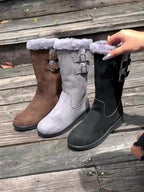Botas de Inverno para Mulheres - Botas de Meia-Perna com Fecho de Zíper, Sola TR Antiderrapante - Forro Quente de Pele Falsa - Salto Baixo para Uso Diário e Formal - Sapatos Pretos para Clima Frio, Sapatos de Inverno, Calçado de Bico Redondo, Forro Interno de Pelúcia, Calçado Casual, Calçado Confortável, Forro Quente, Roupa de Escritório