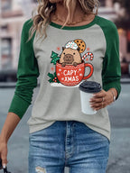 Camiseta Feminina com Estampa de Capivara - Blusa Casual de Capivaras para Todas as Estações, Gola Redonda com Elasticidade Média, Lavável na Máquina