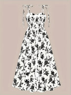 Vestido de praia sem mangas com estampa floral elegante para mulheres