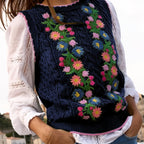 Floral Knit Vest - Versatile Sleeveless Sweater for All Seasons