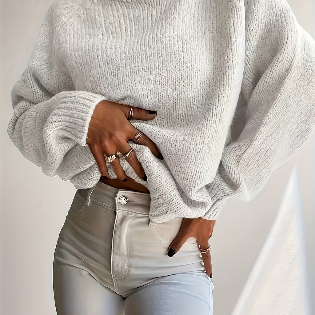 Elegant Women's Round Neck Sweater - Cozy Minimalist Winter Essential