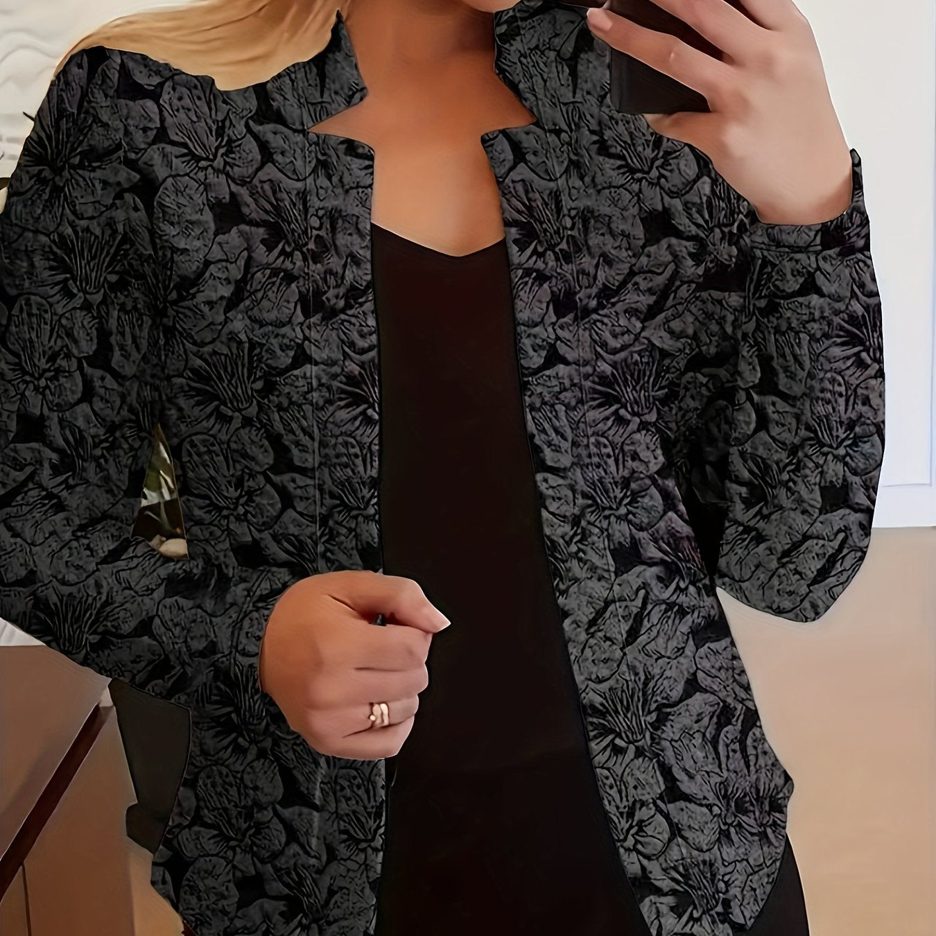 Vintage Floral Knit Blazer - Effortless Charm for Every Day