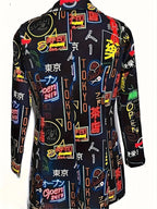 Blazer Plus Size Feminino com Estampa Neon Graffiti - Jaqueta Streetwear Retrô, Casaco Casual Solto para Mulheres Modernas