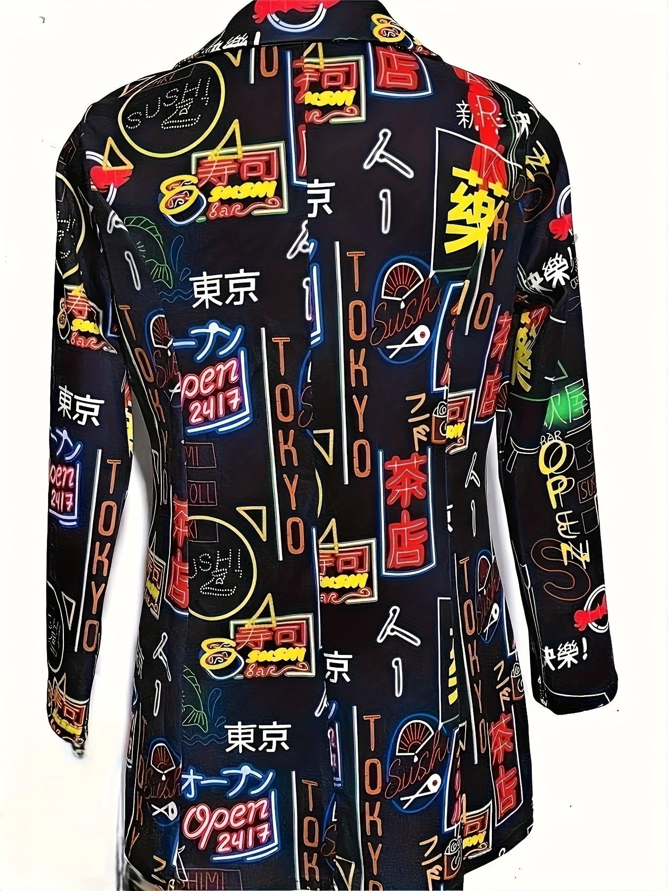 Blazer Plus Size Feminino com Estampa Neon Graffiti - Jaqueta Streetwear Retrô, Casaco Casual Solto para Mulheres Modernas