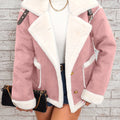 Chic Women's Winter Coat with Pink and White Collar