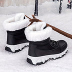 Botas de neve grossa para inverno, sapatos masculinos e femininos quentes em veludo, antiderrapantes, tamanho grande, cano alto para uso externo