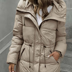 Elegant Women's Midi Coat with Cord Detail