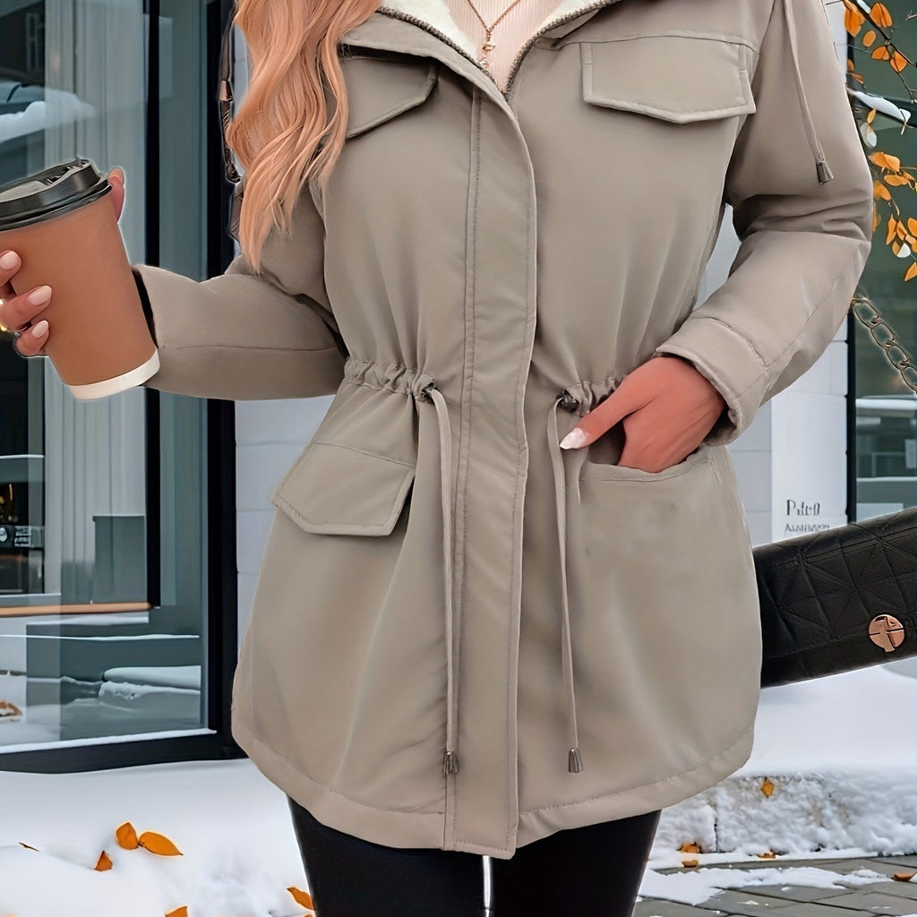 Elegant Hooded Women's Coat for Fall and Winter