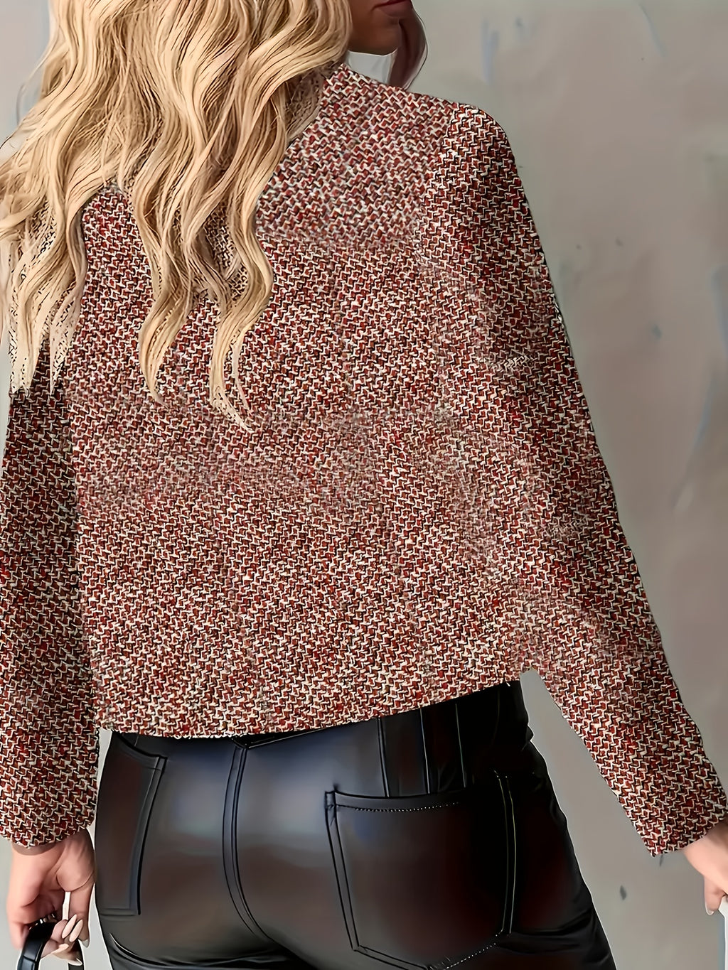 Blazer Feminino de Manga Longa | Jaqueta Top para Mulheres | Design com Botões Dourados | Estilo Cropped | Forrado | Tecido Misturado - Lavável na Máquina - Primavera | Outono | Inverno | Essencial para Todas as Estações | Peça Versátil | Escritório | Viagem - Traje Elegante para Professora