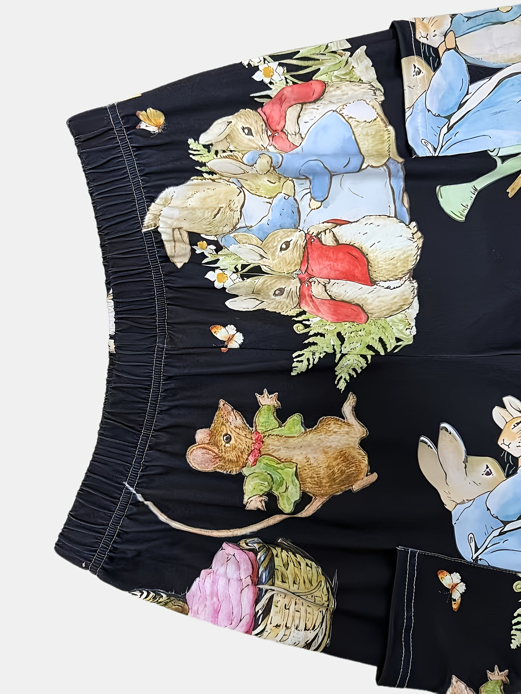 Calças Femininas Retrô com Estampa de Coelho - Pernas Largas Confortáveis para Todas as Estações, Design Bonny, Lavável na Máquina, Ideal para Jeans ou Vestidos - Corte Elástico e Ajuste Largo para Estilo o Ano Todo