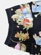 Calças Femininas Retrô com Estampa de Coelho - Pernas Largas Confortáveis para Todas as Estações, Design Bonny, Lavável na Máquina, Ideal para Jeans ou Vestidos - Corte Elástico e Ajuste Largo para Estilo o Ano Todo