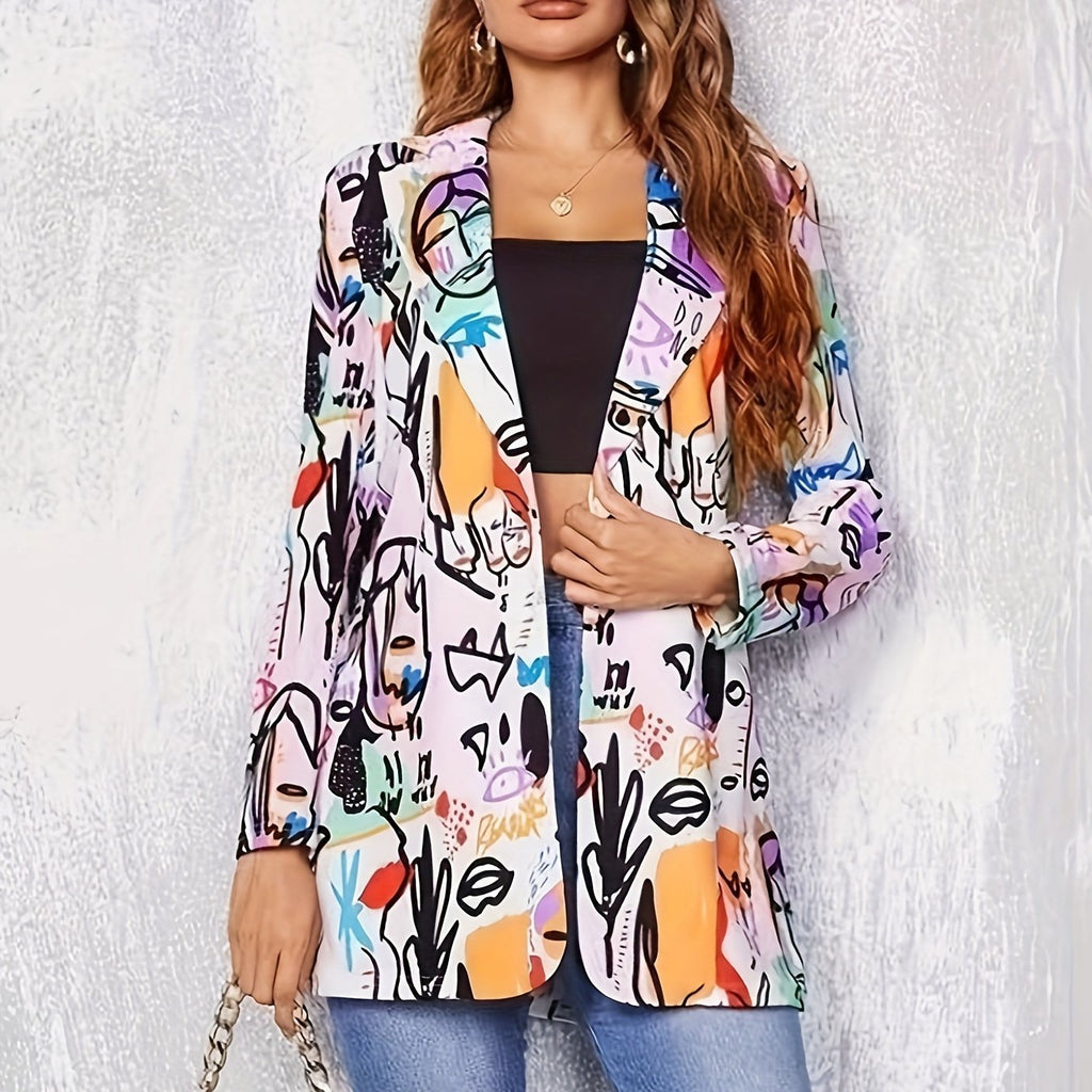 Neon Graffiti Plus Size Blazer - Modern Statement Piece