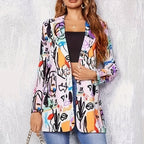 Neon Graffiti Plus Size Blazer - Modern Statement Piece